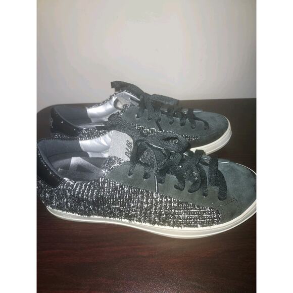 P448 Women's Sneakers EU 39 / US 8 Low Top Tweed Glitter John Shaka Black - Picture 4 of 16